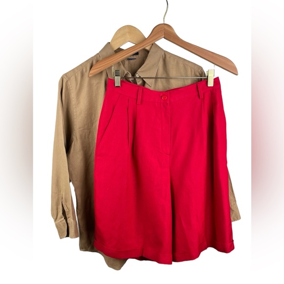 Linen blended red Bermudas short sizes 8, summer linen blended Bermuda - Picture 8 of 16